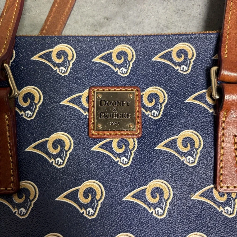 Dooney & Bourke LA Rams NFL Tote Bag Matching Wallet Set Navy Blue Coated Canva